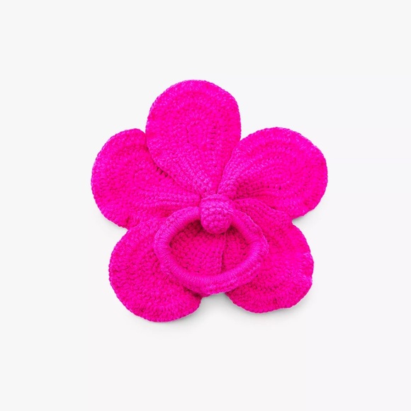Zara limited edition crochet Oversized Vibrant Pink Knit Hair tie - Picture 3 of 5